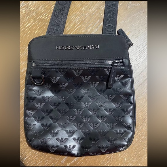 Black Emporio Armani Logo Leather Shoulder Bag  (Light Use) - Picture 3 of 3